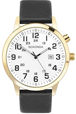 Sekonda Fisher Mens Analogue Watch 42mm dial | Mineral glass crystal, ion-plated case, Japanese quartz movement