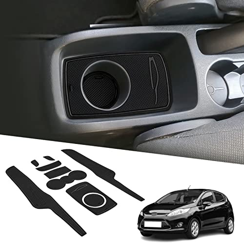 BIXUAN Fiesta 7 kompatibel mit Ford Fiesta MK7 2008-2012 Antirutschmatten Mittelkonsole Armlehne Gummimatten Getränkehalter Matte, rutschfeste Türnaht Matten Türschlitzmatte 9 Stücke