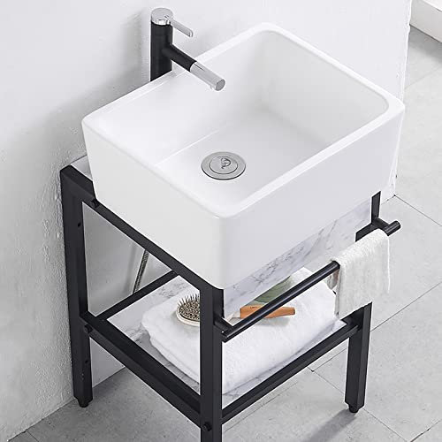 REIFNA Lavabos,Fregaderos de JardíN,Fregadero de un Seno con Grifo ExtraíBle,Hecho de Fregadero de CeráMica Calcinada a Alta Temperatura,FáCil de Limpiar. (Size : 52x42x86cm)