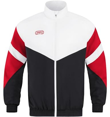 JAKO Herren Freizeitjacke Retro, Schwarz/Weiß/Rot, XL