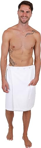 Betz Serviette à Sauna pour Homme Tissu éponge Kilt Wellness pour Le Sauna Taille Ajustable par Bouton et élastique 100% cotonCouleur Blanc Berlin