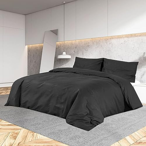 vidaXL Bettwäsche-Set, schwarz, 140 x 200 cm, leichte Mikrofaser