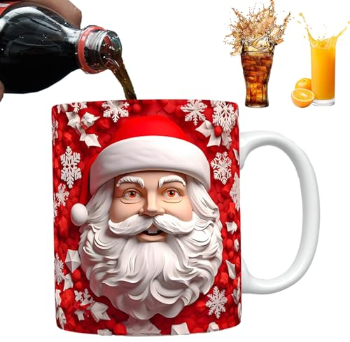 Huasean -Weihnachtstasse – 350 Ml Weihnachts- -Weihnachtsmann, gedruckte Kaffeetassen | Weihnachtstrinkbecher Aus Keramik Mit -Effekt | Weihnachtliche Tassen Für Tee Und Kaffee