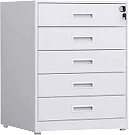 DACUDA Fünfschichtiger Aktenschrank, hergestellt im Schloss, Büroschrank, Brandschutz, mit 5 Schubladen (weiß 0,9 mm)