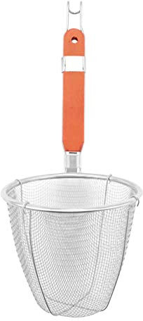 KJKVIVH Wooden Handle Stainless Steel Kitchen Ware Dumplings Noodles Mesh Strainer 5.3 x 4.9