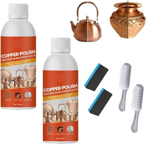 Brass Copper Cleaner Polish Spray,Brass Cleaner and Polish Spray,Copper Cleaner for Pots and Pans, Copper Cleaner and Polish for Pots and Pans,Gently Cleans And Removes Tarnish (2 Pcs)