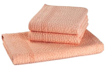 my cocooning Wolke 8 - Handtuch-Set 3-TLG. (1 Duschtuch 70 x 140 cm), 2 Handtücher (50 x 80 cm) (apricot Uni)