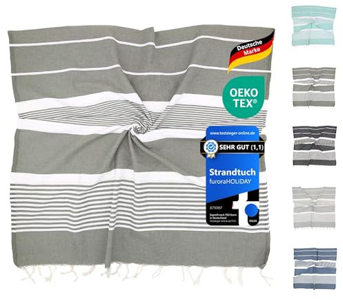 furora HOLIDAY Hamamtuch groß 100x200, Spa- & Strandtuch: dünn, kompakt, lang | Saunatuch Hamam Tuch XXL, Strandhandtuch Damen Herren, Saunahandtuch - Urlaub Must Haves, 100% Baumwolle