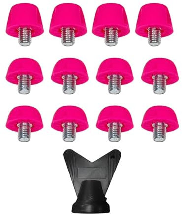 predolo 12x Tacchetti da Calcio Scarpe da Pista Chiodate Universali per Terreni Compatti M5 Filettati Antiscivolo per Scarpe da Calcio per Sport all'aperto al, rosa rosso