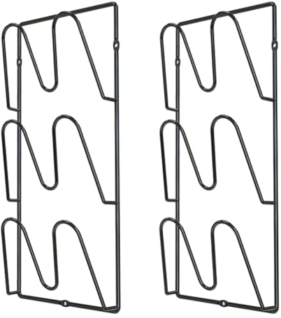 Ginobili 2-Pack Pot Lid Holders for Kitchen Cabinet - Wall-Mounted or Door-Mounted Lid Organizer Rack Black Pot Lid Holder