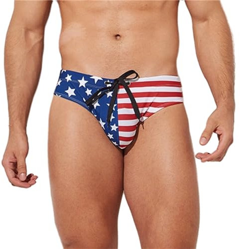 crazynekos Maillot de bain pour homme Motif drapeau américain 4 juillet étoiles rayures, Étoile et rayures, L