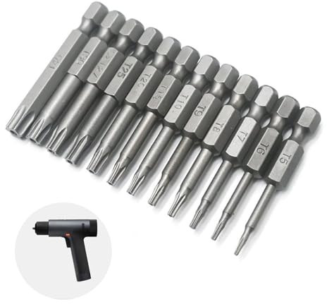 Okaywork 12 punte per cacciavite Torx a 6 punte punte avvitatore,cacciavite triangolare testa di sicurezza Torx magnetica 1/4 di pollice inserti avvitatore,T5 T6 T7 T8 T9 T10 T15 T20 T25 T27 T30 T40