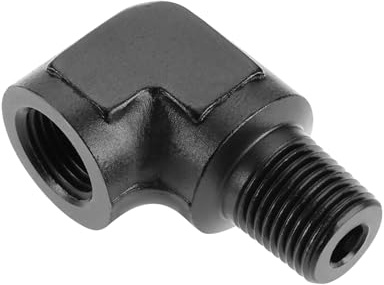 eMagTech Schwarzer 1/8-Zoll-NPT-Buchse auf 1/8-Zoll-NPT-Stecker, Aluminiumlegierung, 90-Grad-Adapter für Öl, Kraftstoff, Wasser, Flüssigkeit, Luftwechsel, Strömungsrichtung