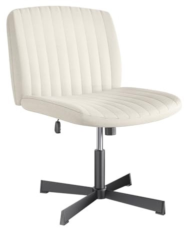 PIPIPOXER 1er Set Criss Cross Chair, 360° drehbarer armloser kreuzbeiniger Esszimmerstuhl, Komfort moderner Drehstuhl, höhenverstellbarer Mid-Back Wide Seat Computer Bürostuhl Stoff