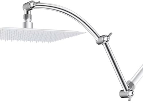 JINYOMFLY Braccio Doccia 40,6 cm, Curvato Prolunga per Soffione Doccia, Braccio per Doccia a Parete, Angolo Regolabile in Altezza, Ottone Massiccio, Filettatura G1/2