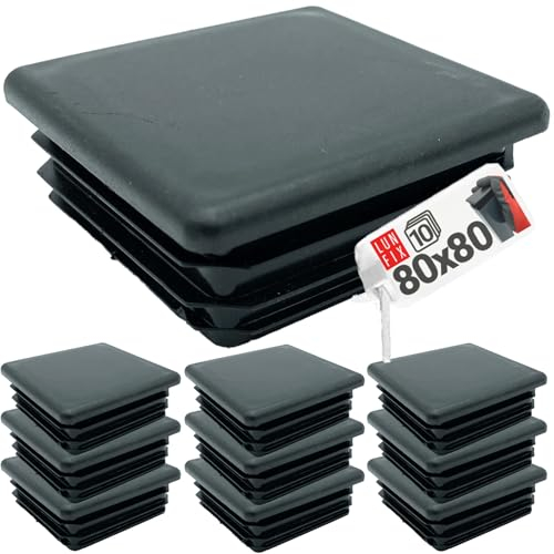 Kunststoff Lamellenstopfen für Vierkantrohre Rohrstopfen Zaunkappen Möbelgleiter Schwarz für 80x80 mm Außenmaße 10er Set