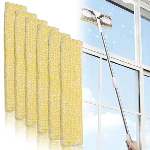 6 Stück Ersatzpads für Kärcher Fenstersauger Zubehör, Bezug für Kärcher Fensterreiniger, Mikrofaser Wischbezug für Kärcher Fenstersauger Zubehör WV2 WV5 Plus Premium(Gelb)