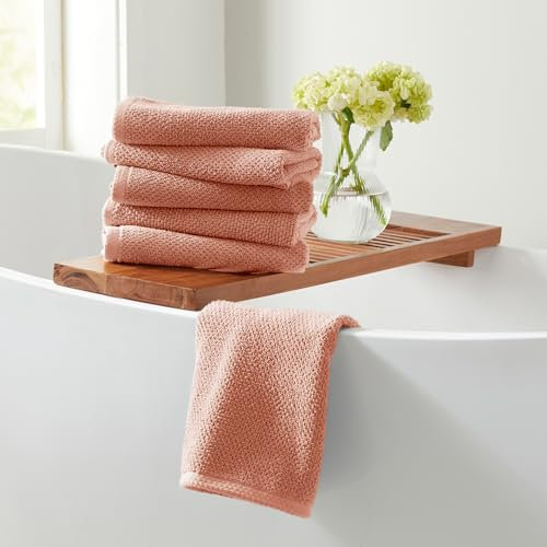 Great Bay Home Handtücher, 100 % Baumwolle, 6 Stück, 66 x 16 cm, saugfähige, schnell trocknende, langlebige Handtücher für Handzimmer-Dekoration, dreharm, zweilagige Fasern (Dusty Rose)