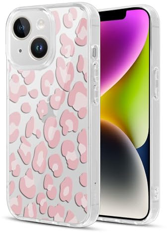 Kivlclri Trasparente Cover per Apple iPhone 13 6,1 con Aesthetic Disegni Leopardata Motivo, Ultra Sottile Silicone TPU Custodia per iPhone 13 Antiurto Protettiva Case per Donne Ragazza, Leopardo 02
