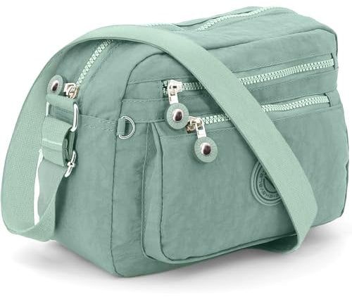 ekavale - Kleine Schultertasche aus Wasserabweisendes Nylon – Handtasche für Damen & Mädchen - Crossbody Bag - Leichte Umhängetasche (Minze)