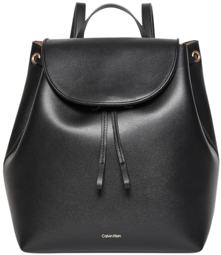 CALVIN KLEIN Damen Foil Logo Flap Backpack Lv04f3297g Rucksack, Black (Black/Toasted Coconut)