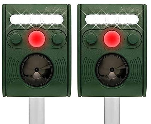 2X Repulsif Ultrason Chat,Repulsif Chat Exterieur Ultrason Etanche IP66 - Rechargeable par énergie Solaire/USB, Empêche Les Chats, Les Chiens, Les Oiseaux, pour Le Jardin