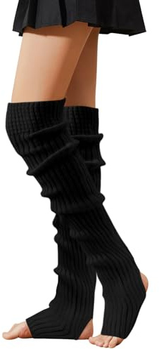 Risipu Leg Warmers for Women Yoga Socks Ballet Dance,Legwarmers Girls Fashion Accessories Fall Winter Gifts (Black, One Size)