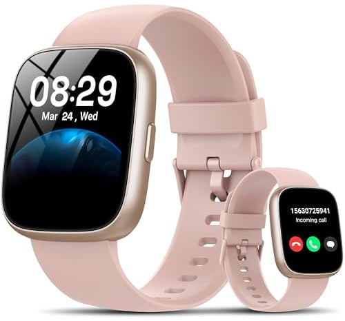 Smartwatch Herren Damen, 1.83 HD Smart Watch mit Bluetooth Anrufen/Alexa, 100+Sportmodi Fitnessuhr mit Herzfrequenz/Schlafmonitor/Schrittzähler, IP68 Wasserdicht Fitness Tracker für Android iOS, Pink