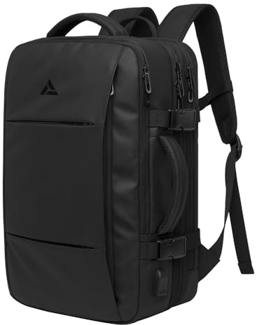 Arrivly Laptop Rucksack Damen & Herren - wasserdicht & elegant - Business, Stadtrucksack & Flugzeug Handgepäck Rucksack mit Laptopfach - Arbeit & Uni - Schwarz T Pro