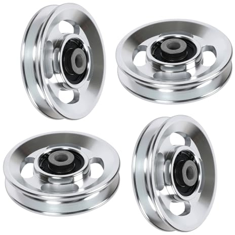 Aluminiumlegierung Seilrolle Umlenkrolle,CEIEVER Umlenkrollen für Seile 90mm Universallager Riemenscheibe Drahtseilrolle für Gym Kabelmaschine Garagentor (4)
