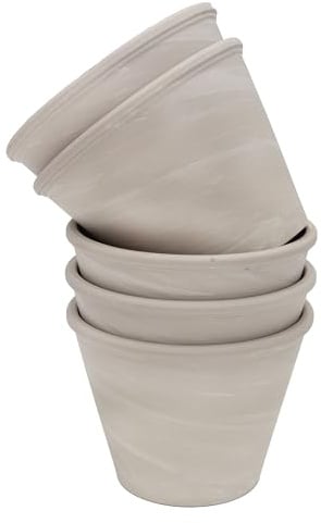 B2S BACK2SEASON Tontöpfe mit Loch weiß Creme Blumentopf aus Ton Terrakotta Pflanztopf Anzucht Made in Germany D=13 cm 5er Set