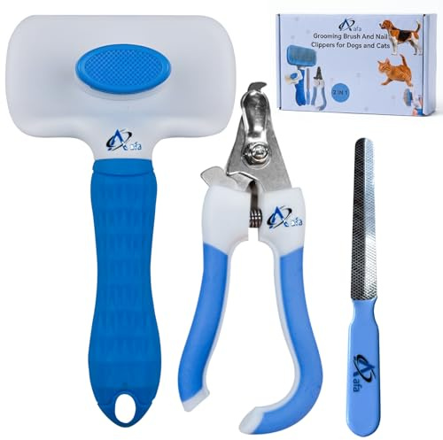 Aafa 3 Pcs Pet Grooming Kit - Deshedding Brush, Cat Comb, Nail Clippers & File for Dogs, Cats, Puppy, Kitten, Small Pets, Birds & Rabbit