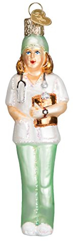 Old World Christmas Werkzeug geblasene Ornamente für Weihnachtsbaum Krankenschwester Glas