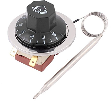 sourcing map Temperaturschalter Kapillar Thermostat NC AC 250v 16A 30-85C für Backofen Kühlschrank