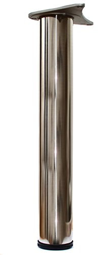 GTV A6 Furniture Foot, Round Table Leg, Diameter 60 mm, Height = 870 mm, Brushed Steel, Height Adjustable 30 mm, Sturdy Metal Base for Table, Console or Kitchen Island