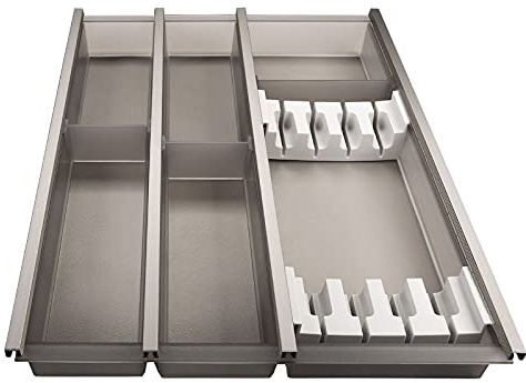 SOTECH 45er Cuisio Besteckeinsatz graphit transluzent mit Messerblock | Besteckkasten Schubladeneinsatz von SOTECH