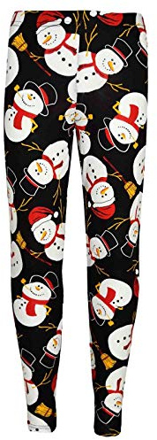 A2Z 4 Kids Girls Christmas Legging Santa Snowman Penguin - Xmas-Legging Snowman Black 13