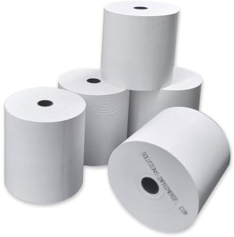 Bobine Papier Thermique, 80 x 80 x 12 mm, Lot de 5 rouleaux thermique 80x80x12 pour ticket de caisse - bobines de papier thermiques pour imprimante de tickets de caisse ou caisse enregistreuse