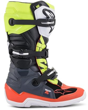 Alpinestars Kids Motocross-Stiefel Tech 7 S Dunkelgrau/Rot Fluo/Gelb Fluo