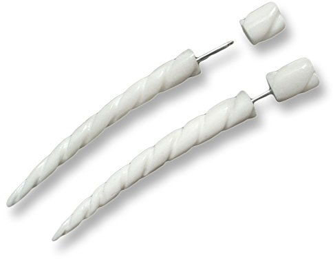 ISLAND PIERCINGS 1 Paar ! Fake Piercing Ohrringe GESCHRAUBT Handarbeit Knochen F018