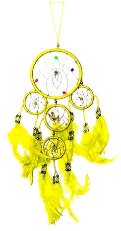 40cm x 9cm Dreamcatcher Traumfänger Neon Gelb Glitzer Gute Träume