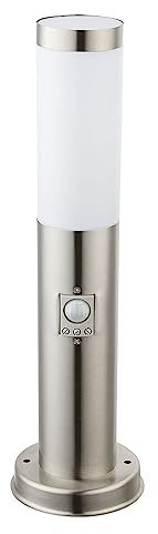 Außenleuchte mit Bewegungsmelder Stehlampe Gartenleuchte Edelstahl LED Wegeleuchte, silber, 11W 1055lm warmweiß, DxH 12,7x45 cm