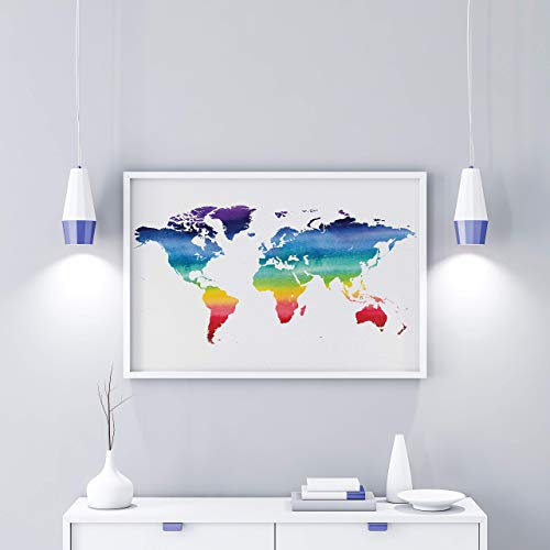 Weltkarte Wanddekoration - Weltkarte Wandbild Design Motiv XXL Poster - Design Style Worldmap (105 x 70 cm) (Pride)