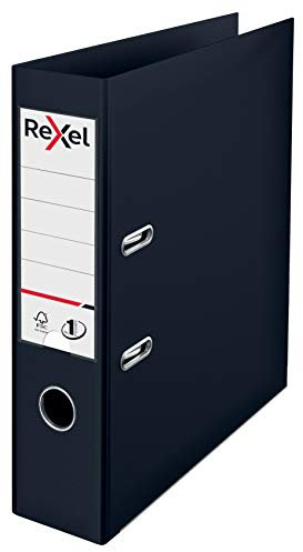 Rexel Choices, A4 Lever Arch File, 75 mm Spine, 500 Sheet Capacity, Plastic Cover, File Folder, 2115501, Black