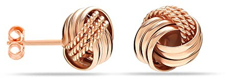 LeCalla 925 Sterling Silver Love-Knot Stud Earrings | Rose Gold Plated Jewelry Italian Design Love Knot Stud Earring for Women 10MM