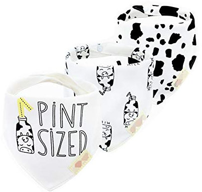 FANSU Baby Dreieckstuch Lätzchen, 3er Set Halstücher Multifunctional Saugfähig Weich Spucktuch Baumwolle Druckknopf Kleinkinder Unisex Designs (Kuh)