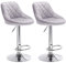 WOLTU Barhocker 2er Set, Hocker höhenverstellbar drehbar, gepolsterter Samtsitz, mit Rückenlehne Fußstütze, rutschfest, für Küche Hausbar, Hellgrau, BH138hgr-2