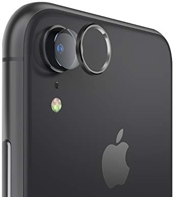 Qichenlu 3X Kamera Glas Folie + 2X Alu Schutzring (Schwarz) für iPhone XR, Rückseite Schutz Set, Linsen Metall Rahmen Klar 6D Glas Kratzfest Hinten Schutz