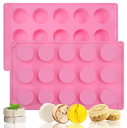 Molde de jabón de silicona cilíndrico Sakolla, 3 unidades, 15 cavidades, moldes de silicona redondos para jabón, barras de loción, bombas de baño, chocolate, pastel