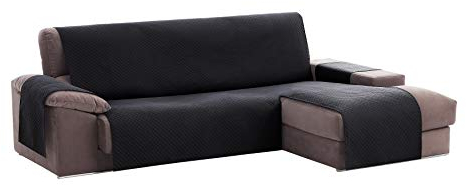 TEXTIL-HOME Housse de Canapé d’Angle Droit avec Accoudoirs Adele 240 cm – Housse Protège-Canapé Réversible Matelassé Noir, Anti-Taches, Lavable, Idéal Animaux,